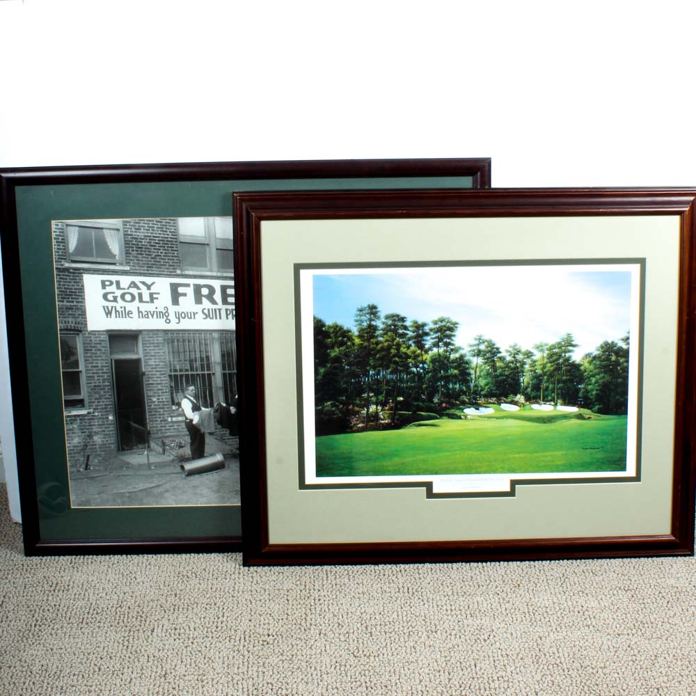 Pair of Golf Themed Offset Lithographs