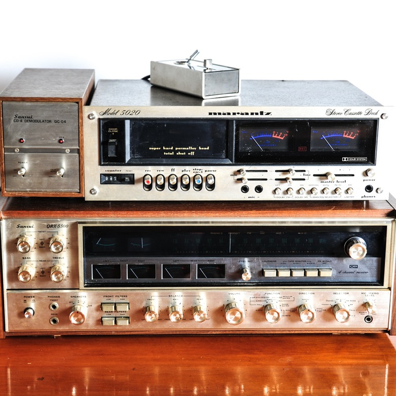 Vintage Sansui Turntable, Receiver and Accessories