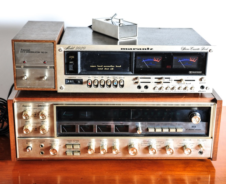 Vintage Sansui Turntable, Receiver and Accessories