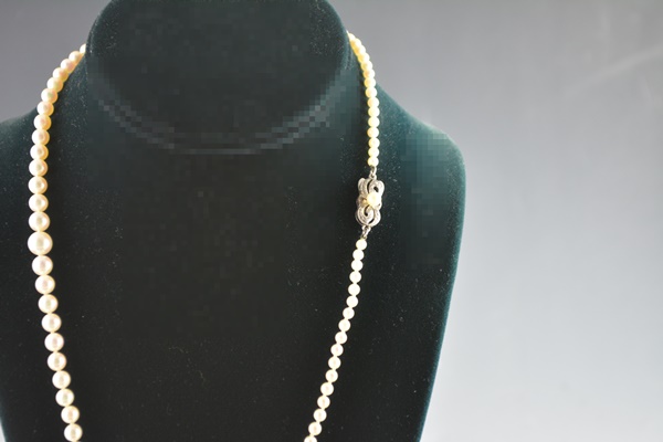 Vintage Mikimoto 20" Cultured Pearl Necklace With Ornate Sterling Clasp