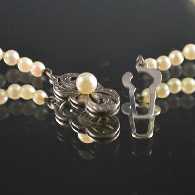 Vintage Mikimoto 20" Cultured Pearl Necklace With Ornate Sterling Clasp