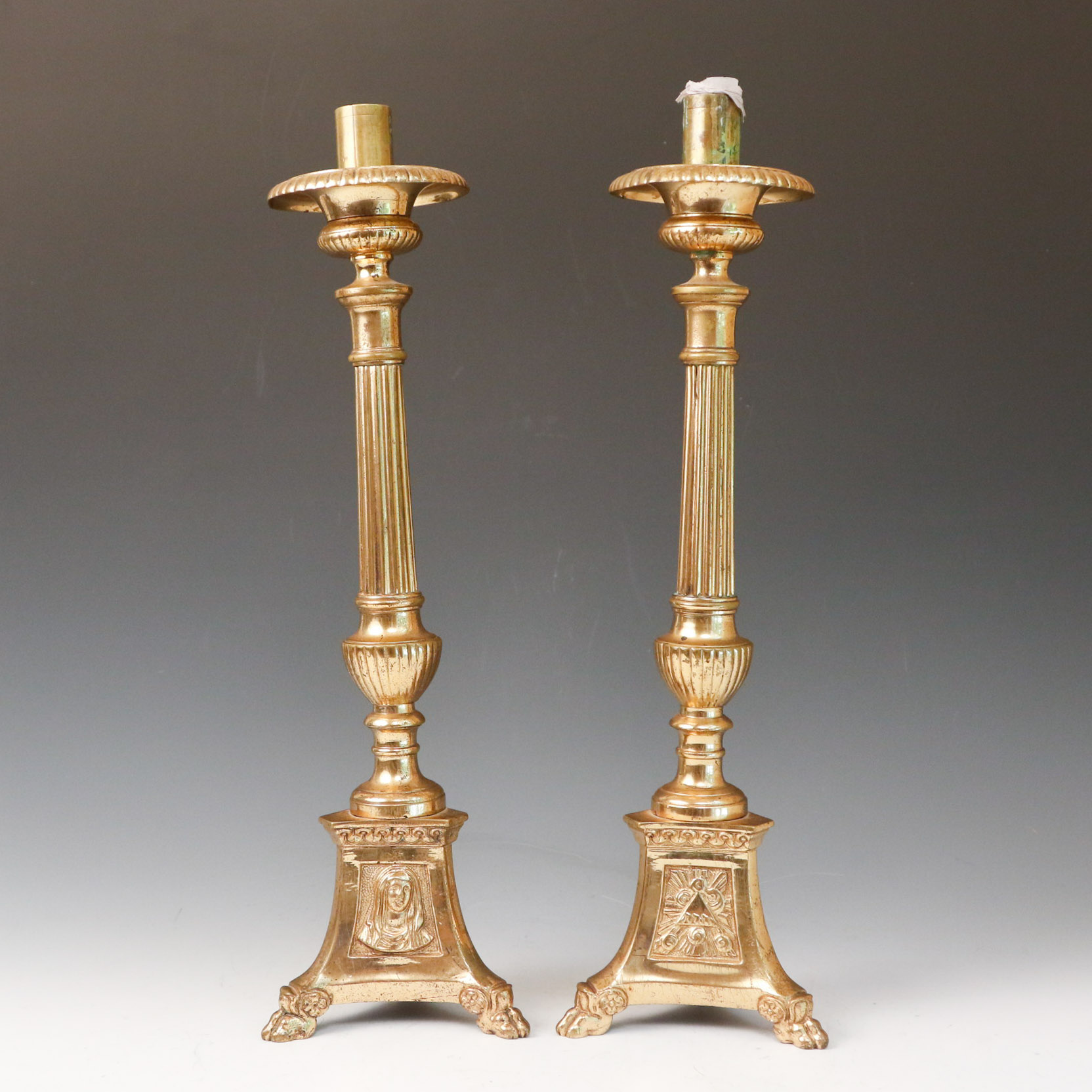Pair of Brass Altar Candlesticks