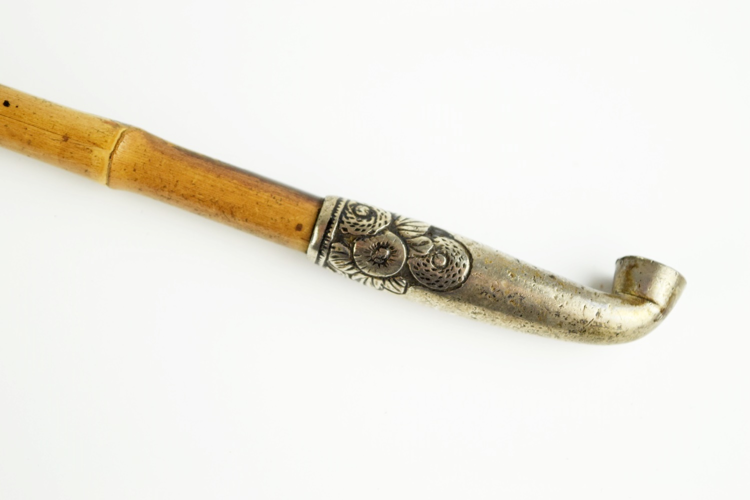 Meiji Period Signed Kiseru (Japanese Smoking Pipe) with Carved Holder and Tobacco Pouch