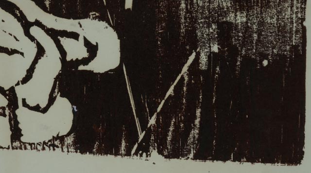 W.E. Brown Woodcut on Paper of a Seated Man