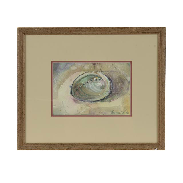 Signed Original Watercolor Painting of Abalone Shell
