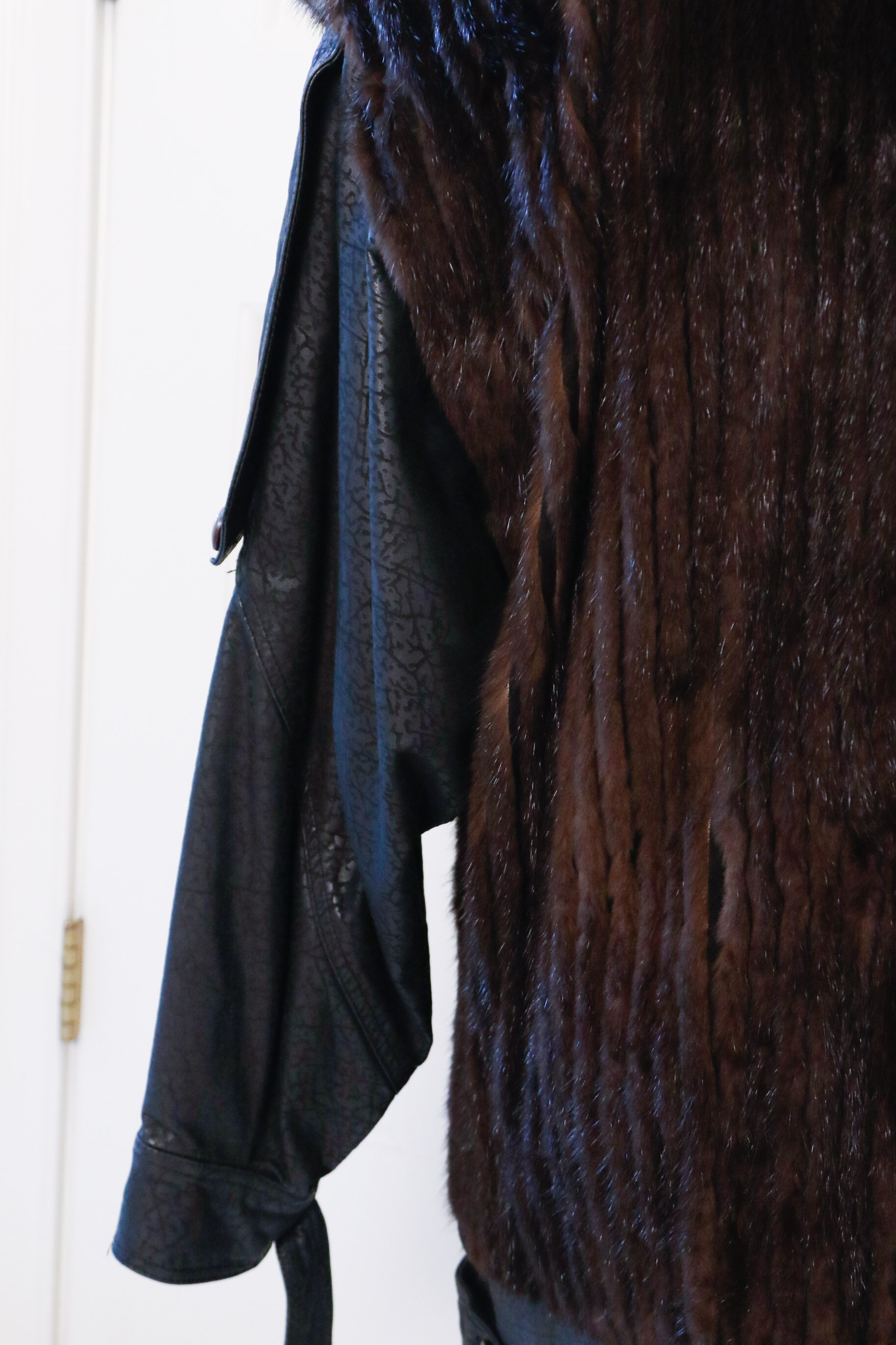 1980s Henig Leather and Fur Coat