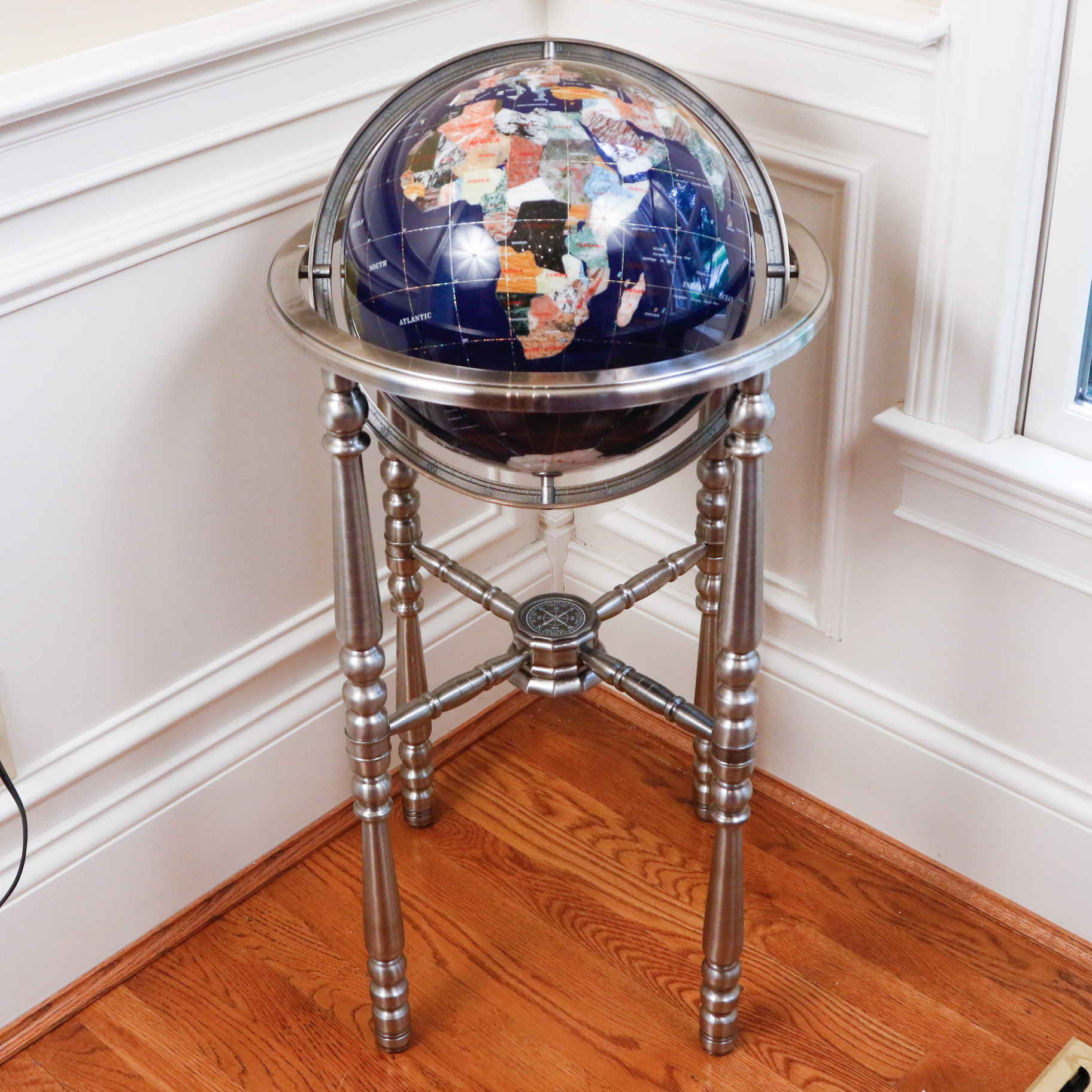 Semi-Precious Gemstone Globe on Floor Stand