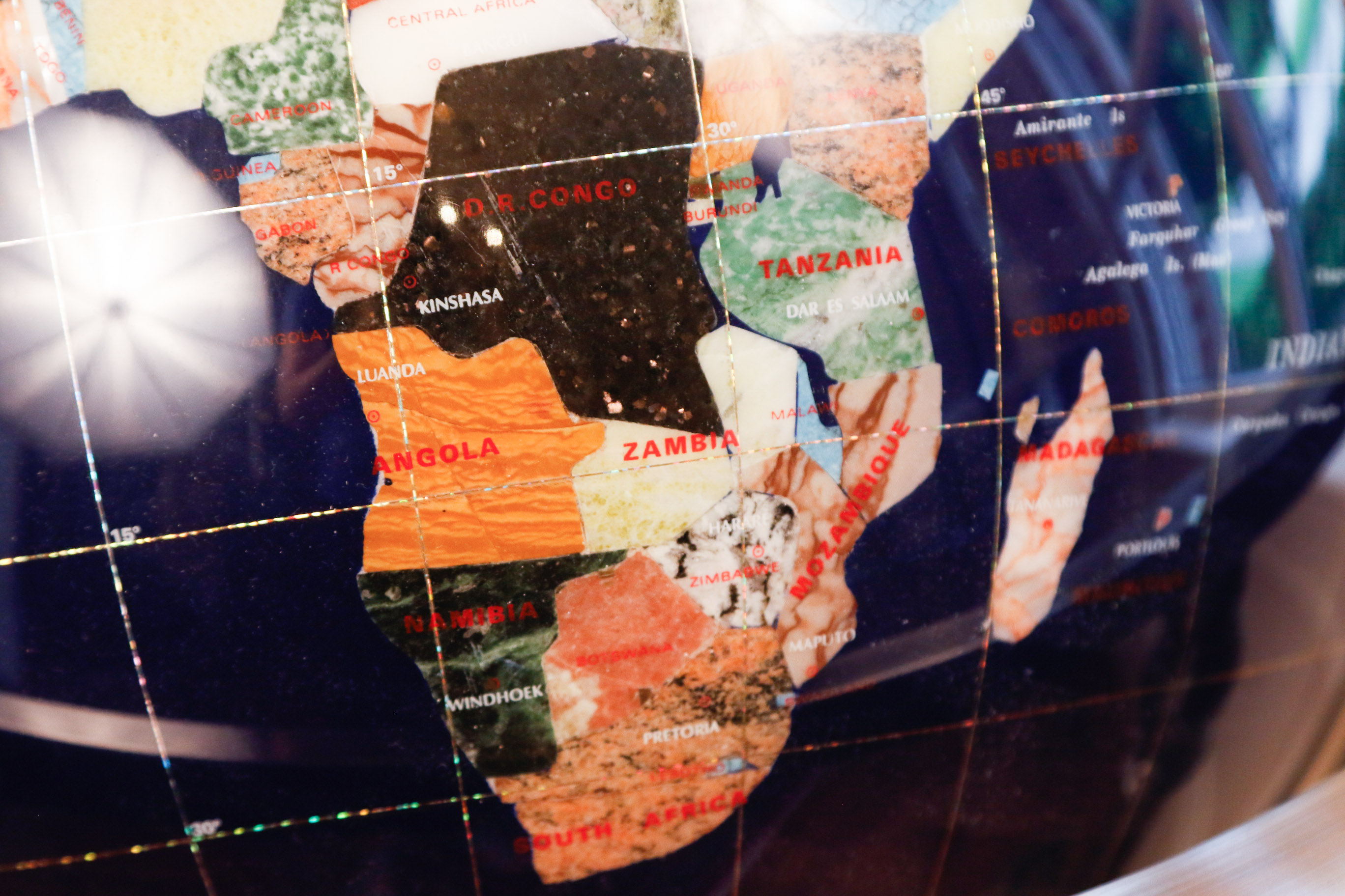 Semi-Precious Gemstone Globe on Floor Stand