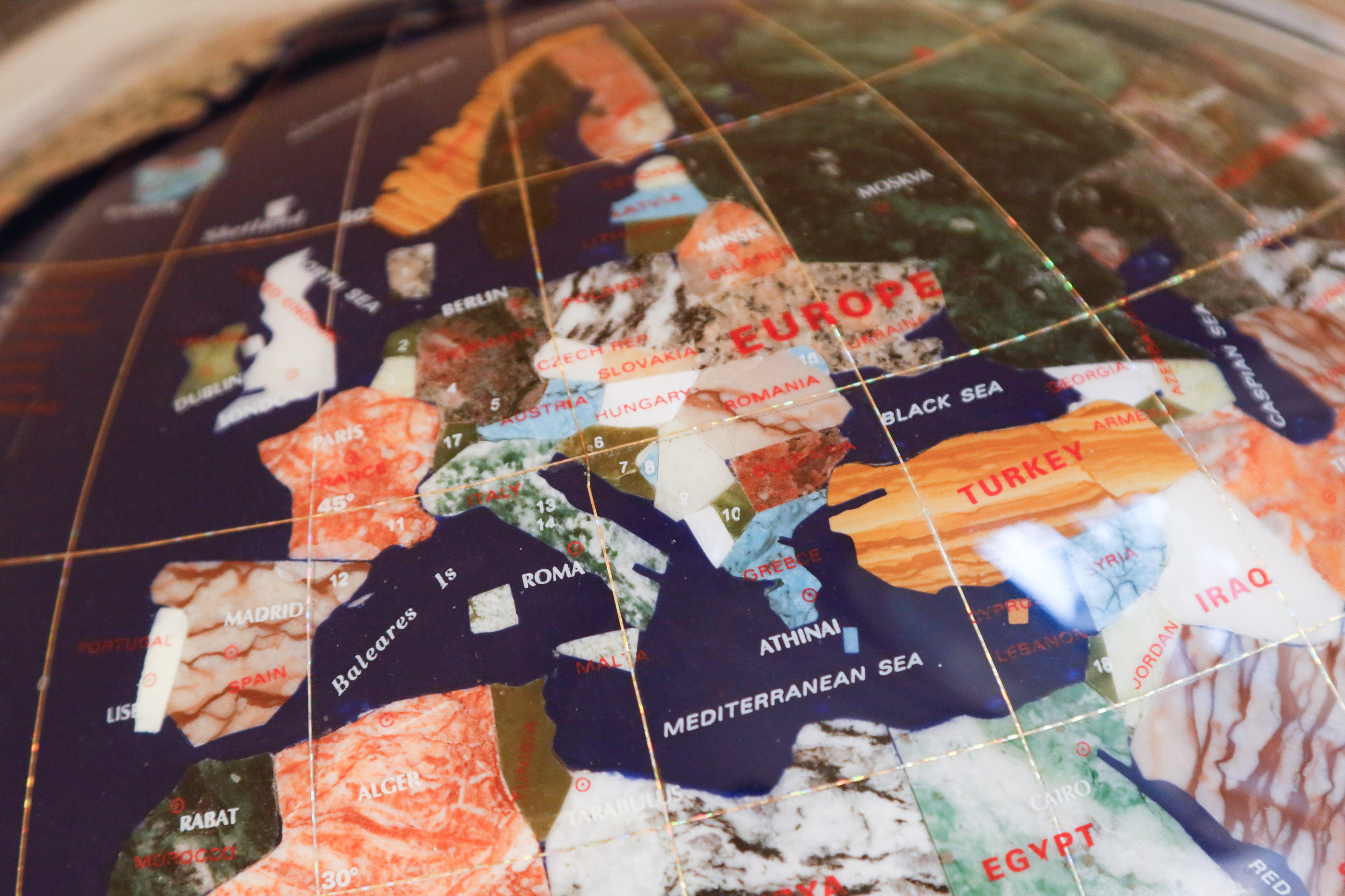 Semi-Precious Gemstone Globe on Floor Stand