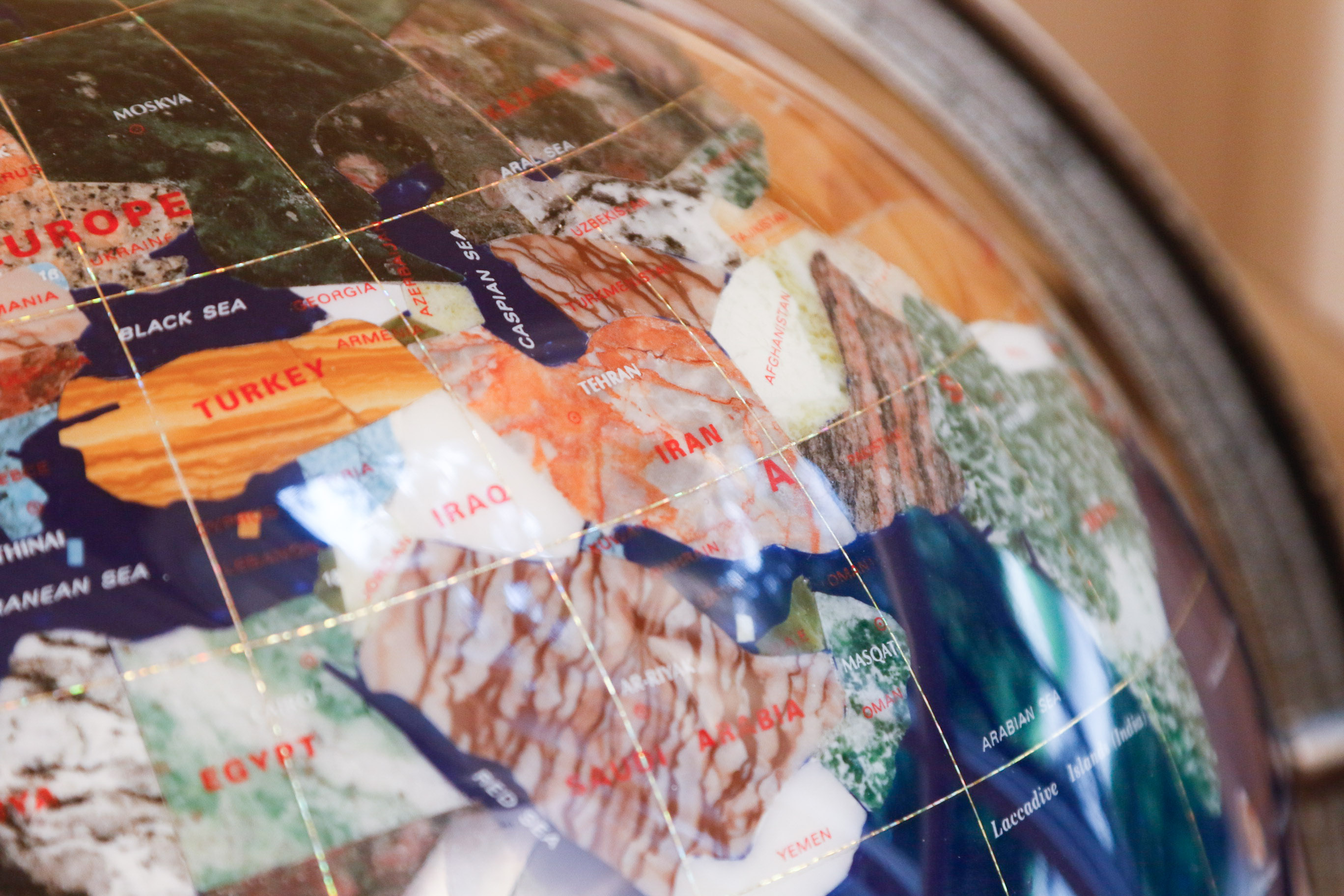 Semi-Precious Gemstone Globe on Floor Stand