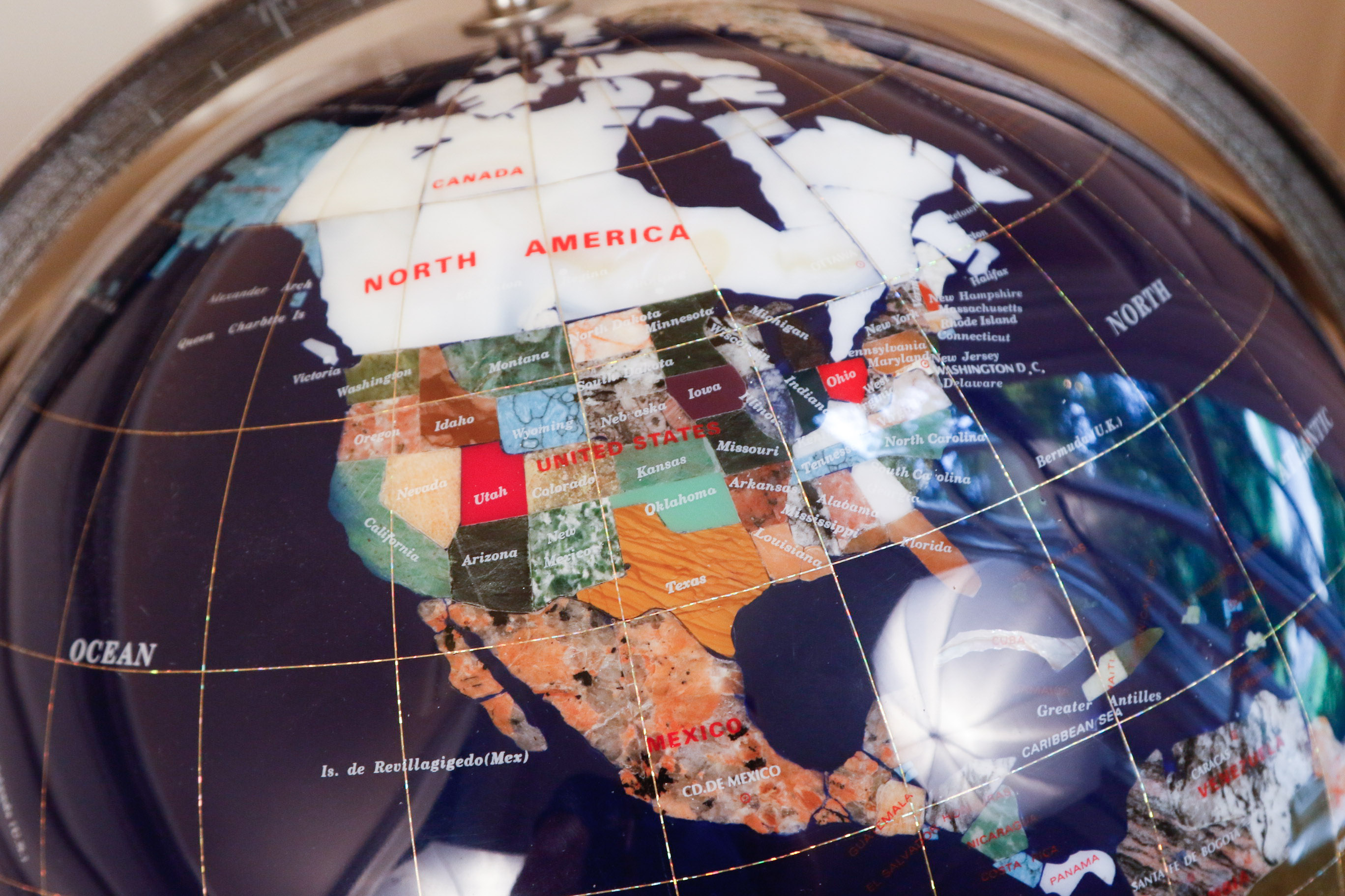 Semi-Precious Gemstone Globe on Floor Stand