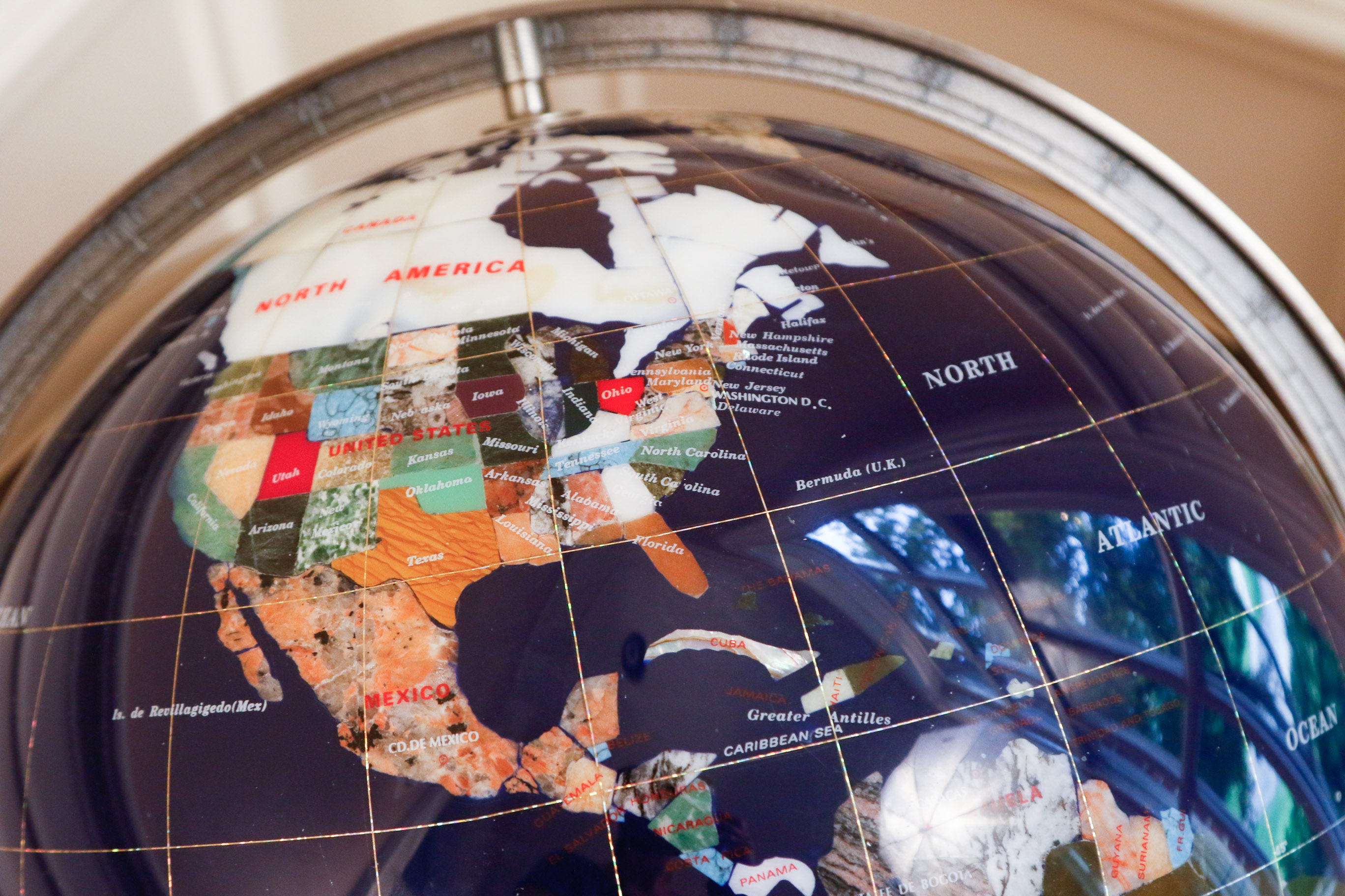 Semi-Precious Gemstone Globe on Floor Stand