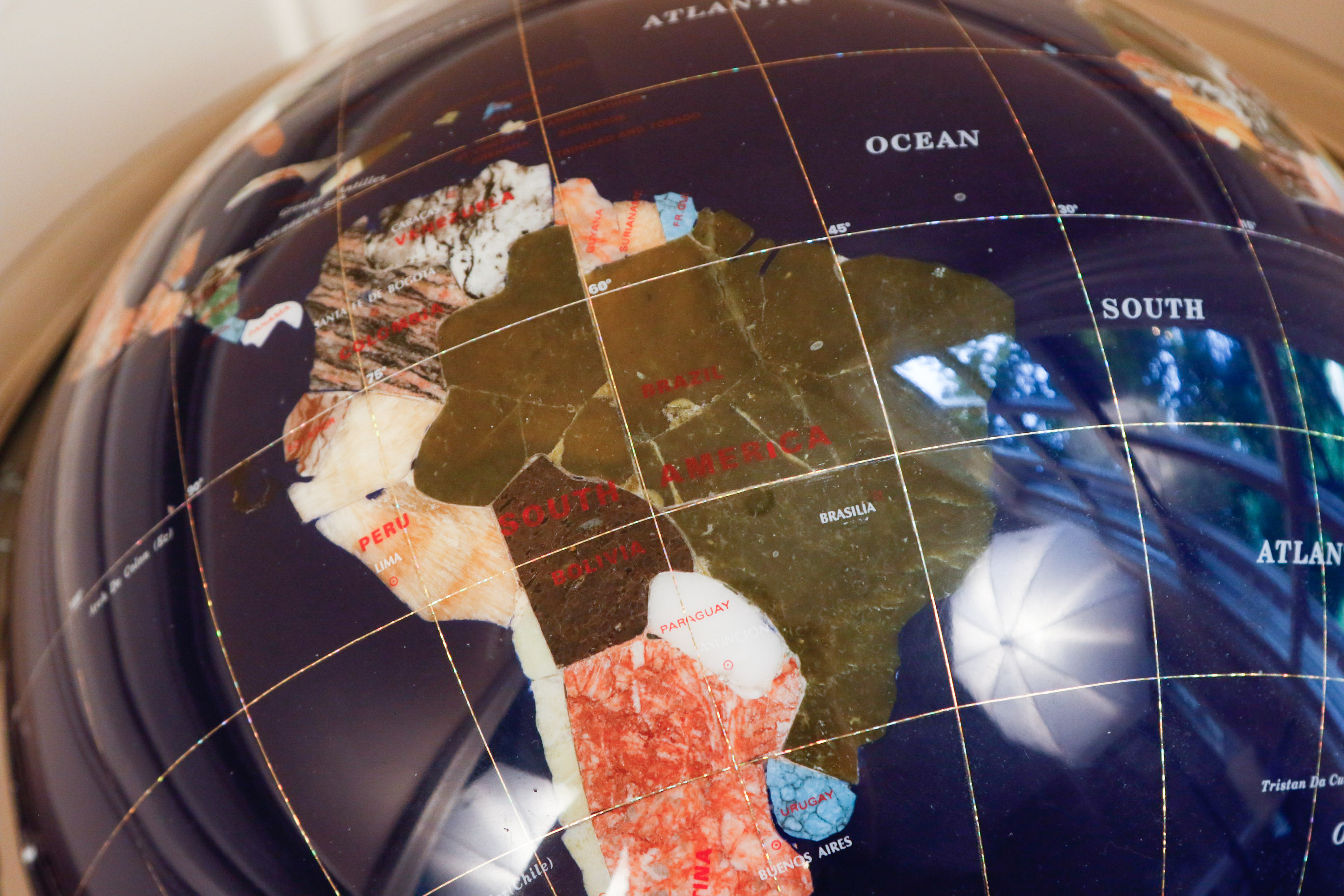 Semi-Precious Gemstone Globe on Floor Stand