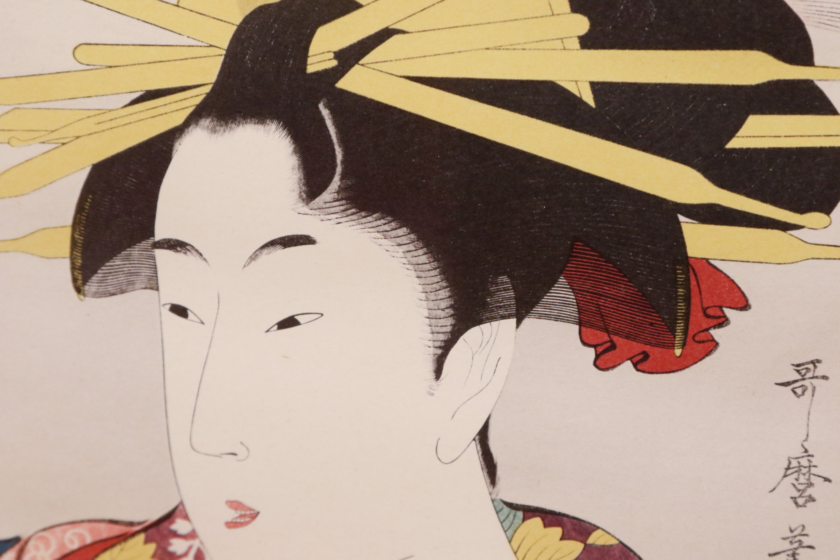 Pair of Kitagawa Utamaro Reproduction Ukiyo-e Woodblock Prints