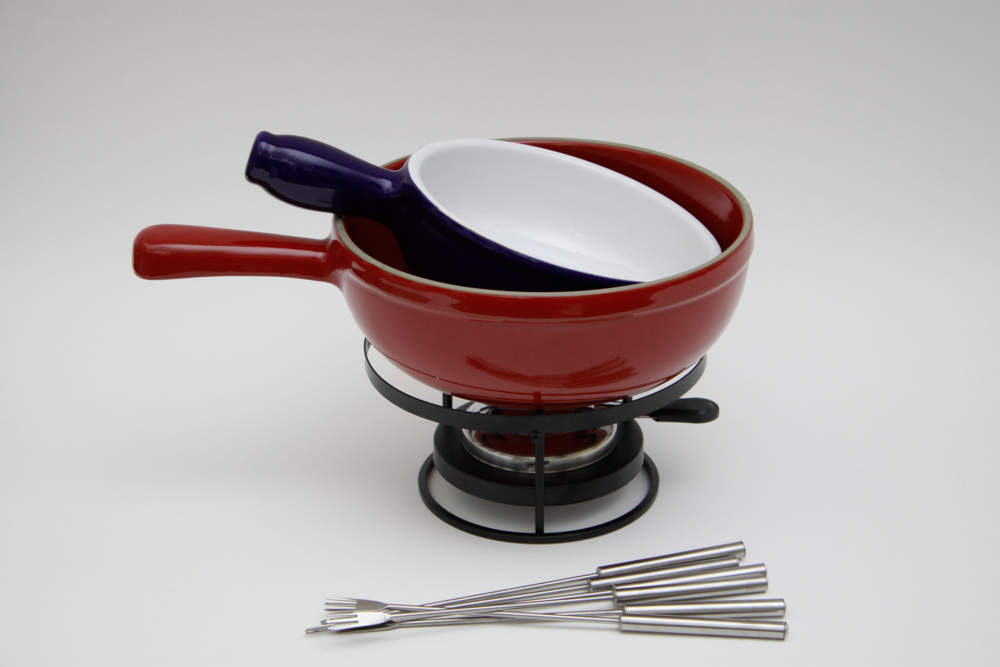 Vintage Le Creuset & Emile Henry Fondue Set with Casserole Dish