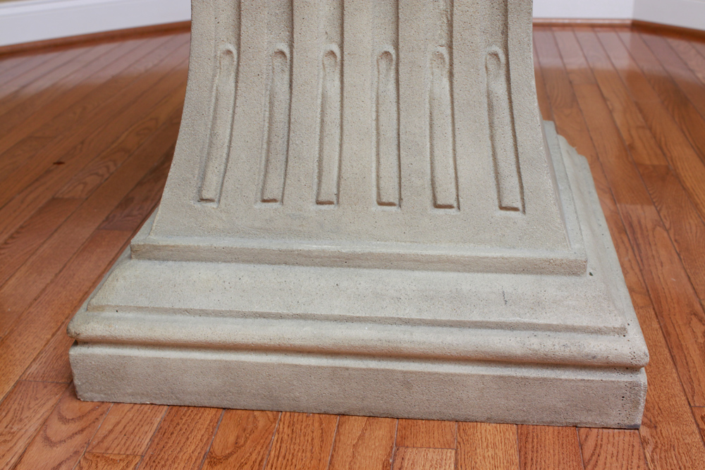 Round Glass Cement Pedestal Dining Table