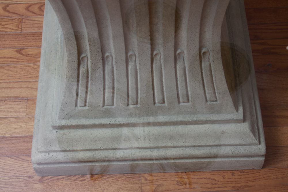 Round Glass Cement Pedestal Dining Table