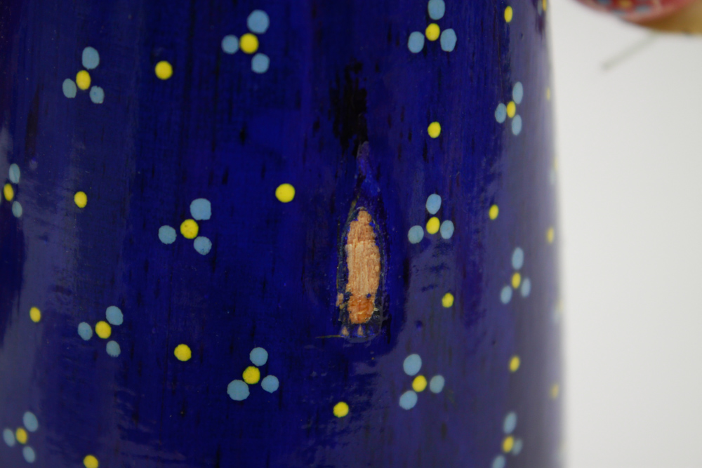 Russian Folk Hand Painted Carved Wood Doll Figurine