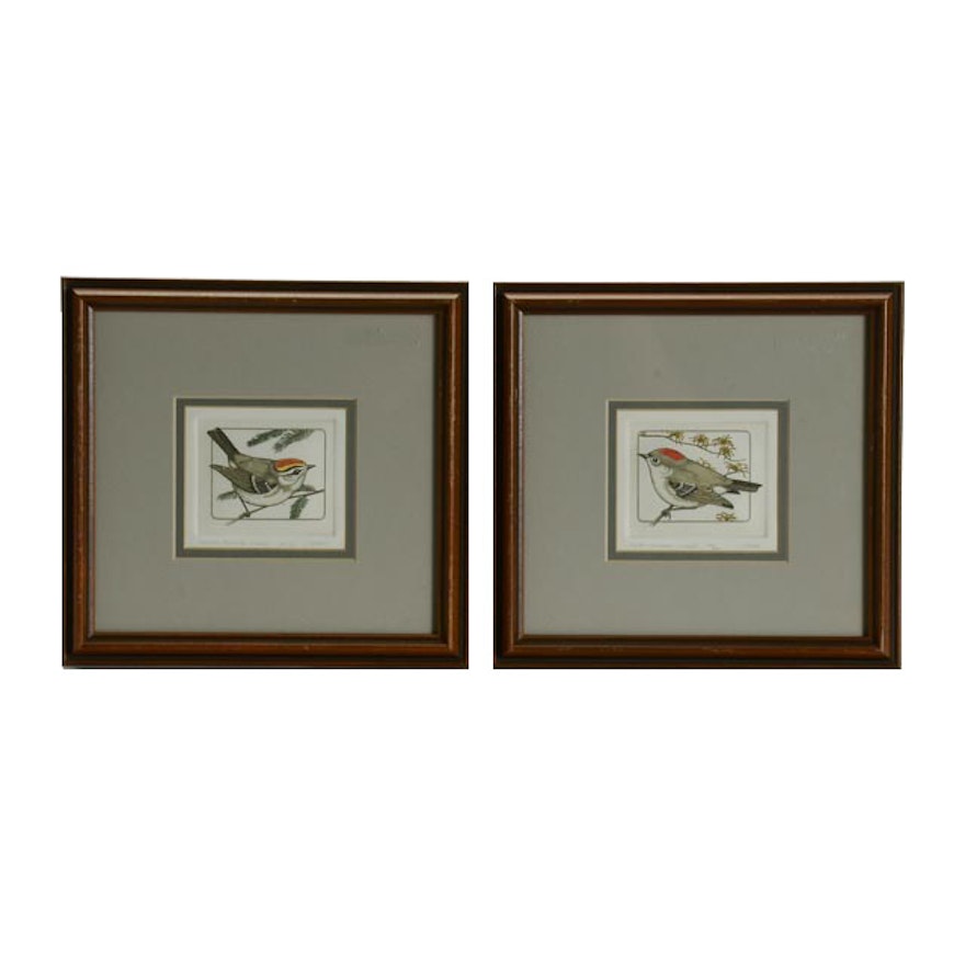 Pair of Lucius DuBose Signed Limited Edition Hand-colored Etchings