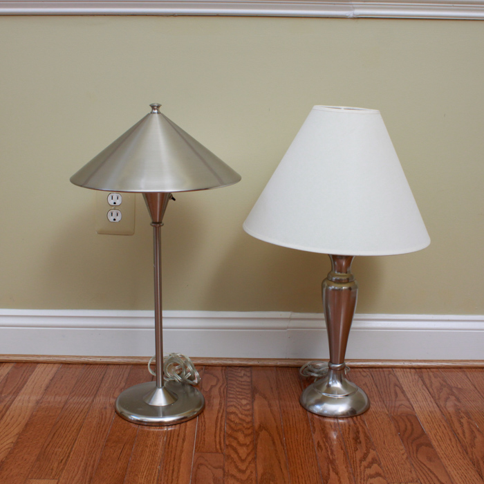 Pair of Brushed Steel Table Lamps