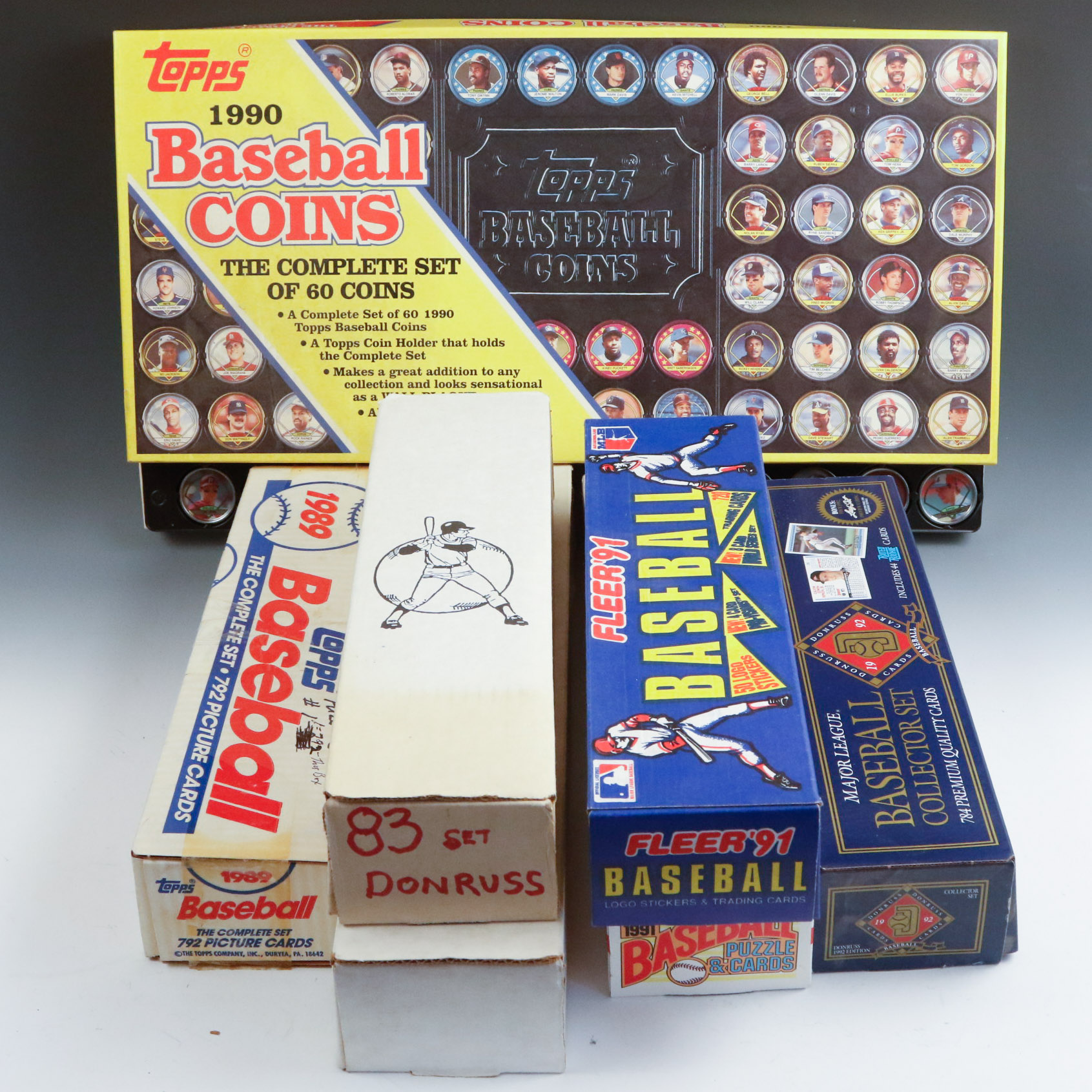 Topps 1990 Baseball Coins Set and Mixed Brand Collection of MLB Trading Cards