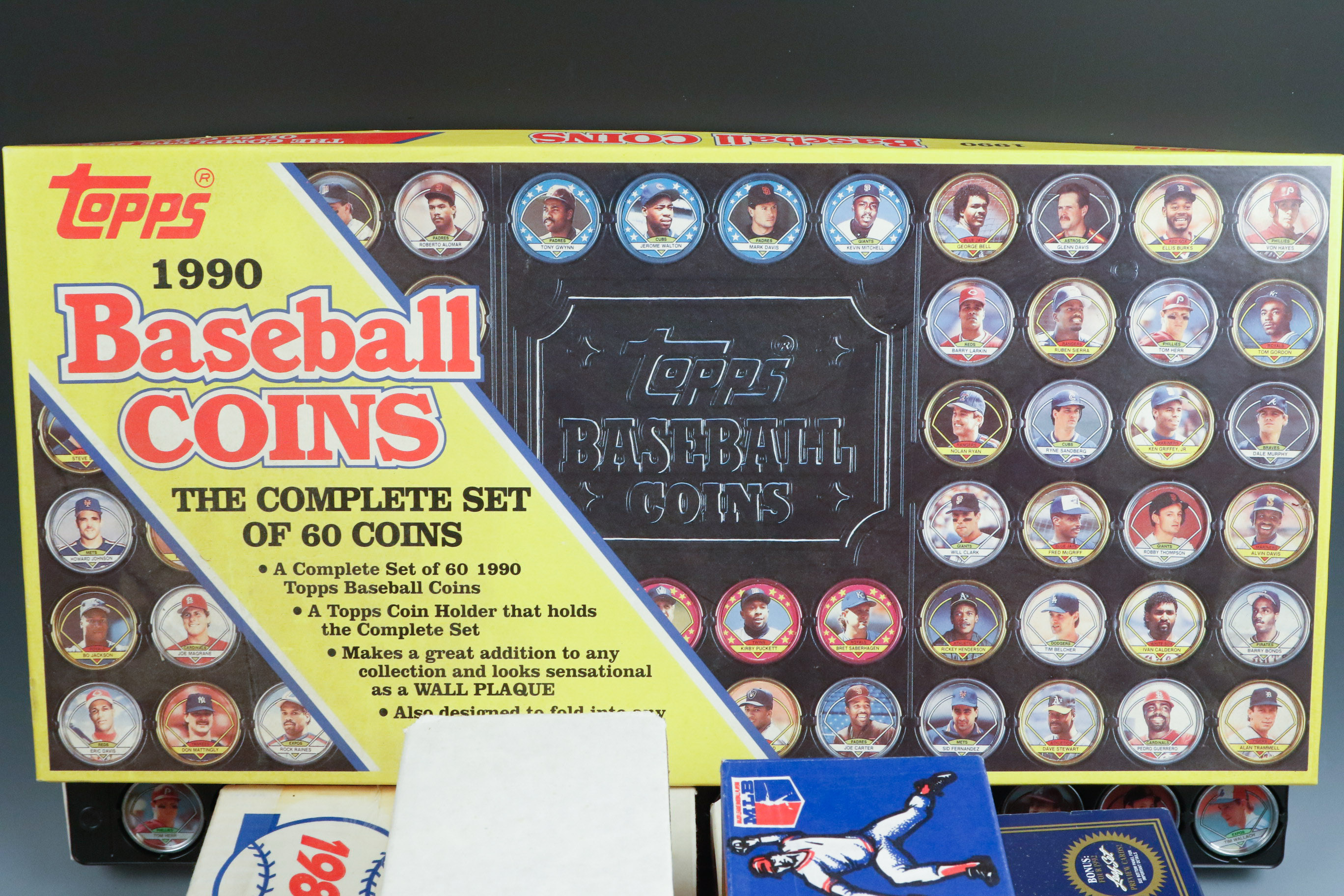 Topps 1990 Baseball Coins Set and Mixed Brand Collection of MLB Trading Cards