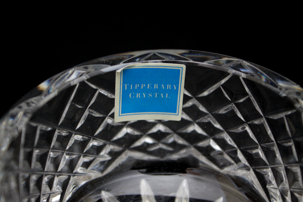 Pair of Tipperary Crystal Sugar Bowls and Spoons