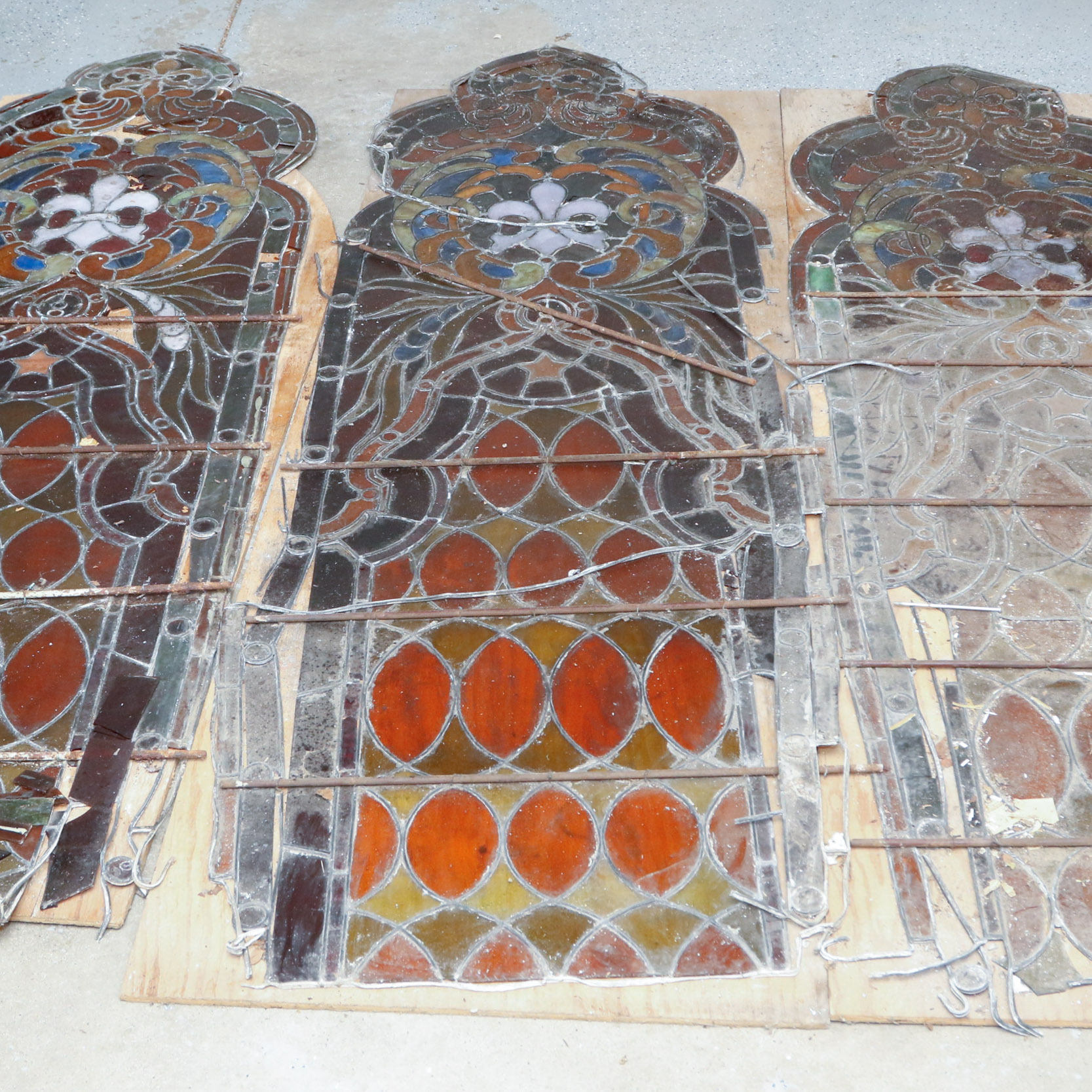 Salvaged Stained Glass Panels from Demolished New Richmond, OH Church