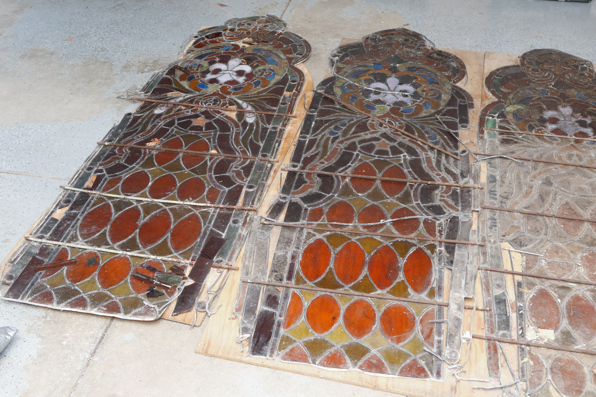 Salvaged Stained Glass Panels from Demolished New Richmond, OH Church