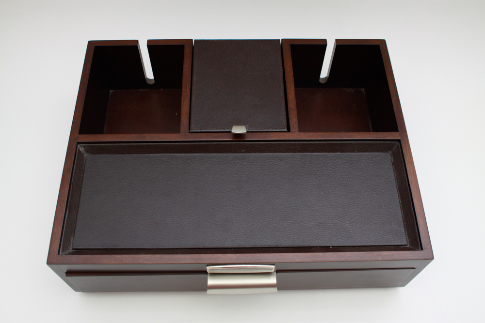 Red Wood and Leather Dresser Organizer