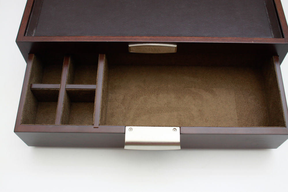 Red Wood and Leather Dresser Organizer