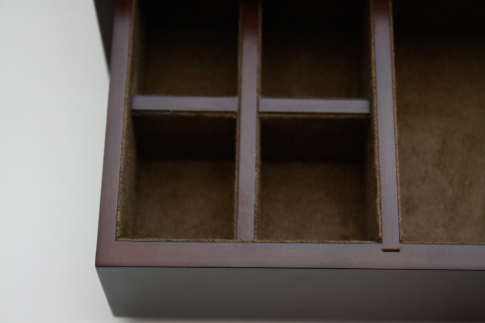 Red Wood and Leather Dresser Organizer