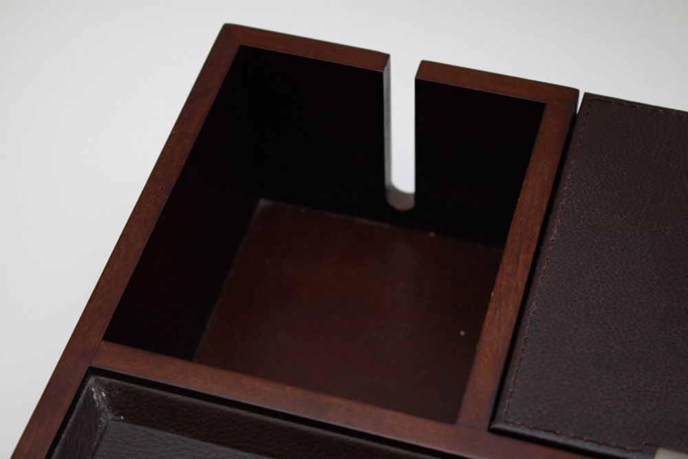 Red Wood and Leather Dresser Organizer