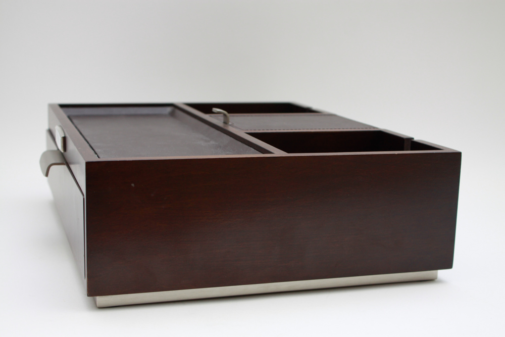 Red Wood and Leather Dresser Organizer