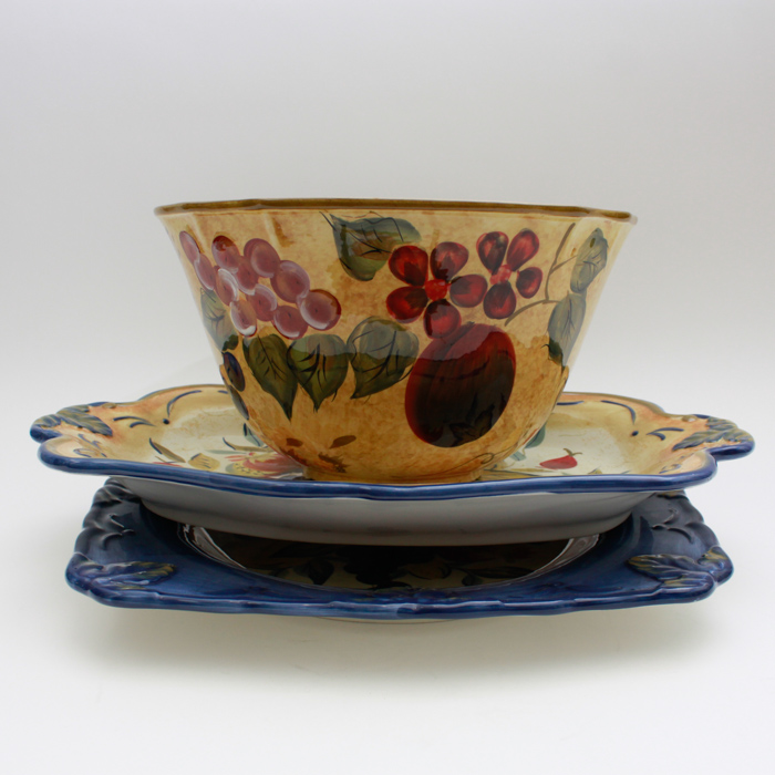 Collection of Certified International Ceramic Platters and Bowl