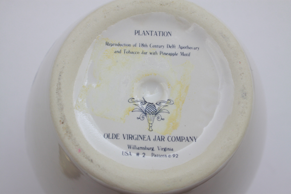 18th Century Style Virginia Delft Tobacco Jar