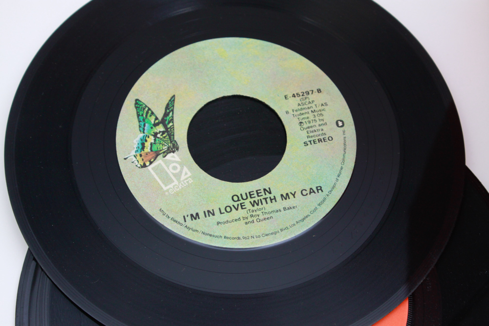 Classic Rock and Pop 45 rpm Records in Vintage Carry Case