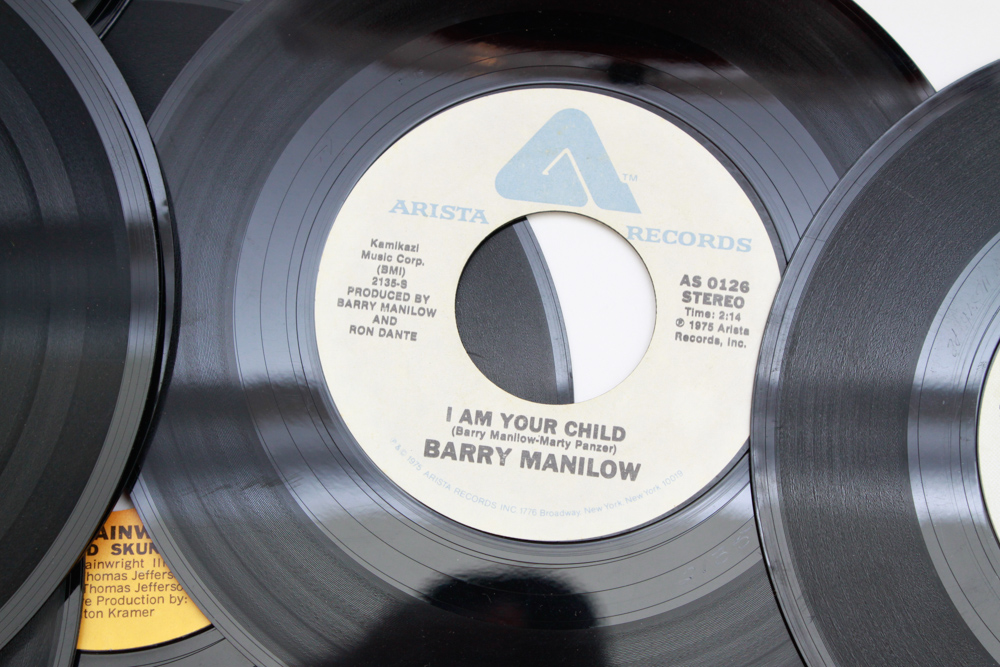 Classic Rock and Pop 45 rpm Records in Vintage Carry Case