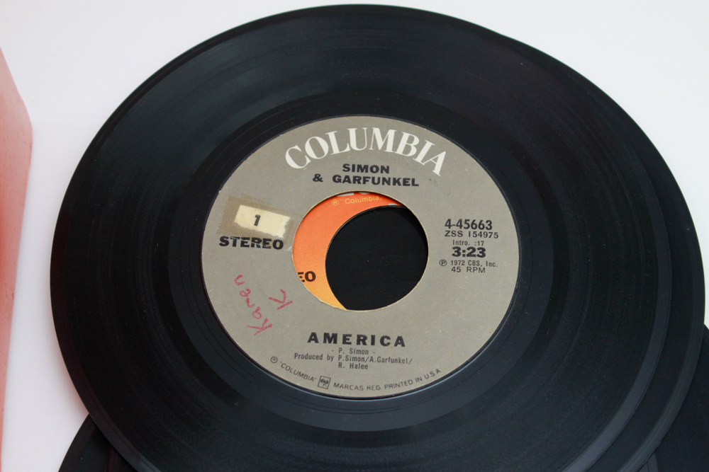 Classic Rock and Pop 45 rpm Records in Vintage Carry Case