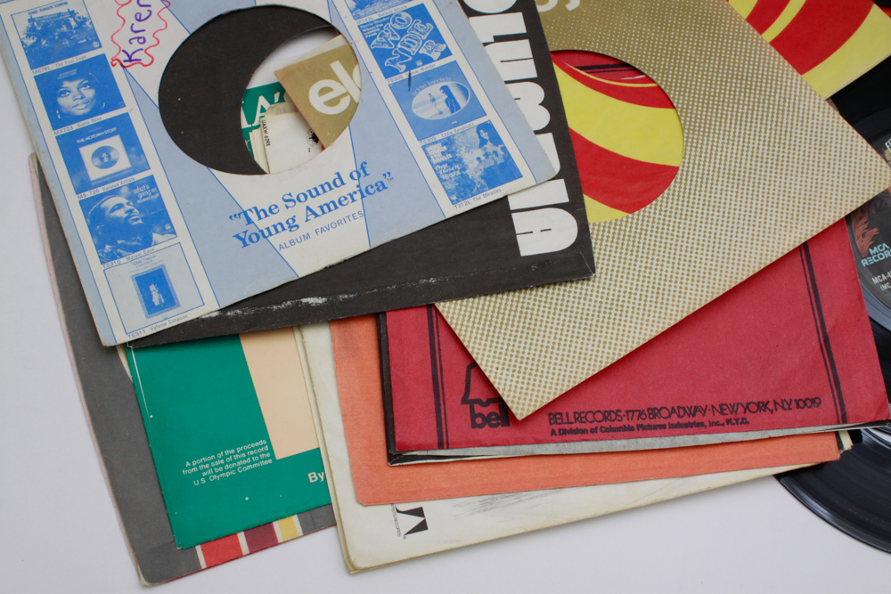 Classic Rock and Pop 45 rpm Records in Vintage Carry Case