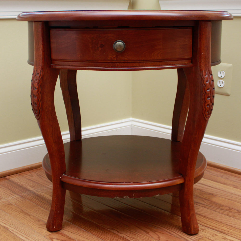 Round Side Table in a Cherry Finish