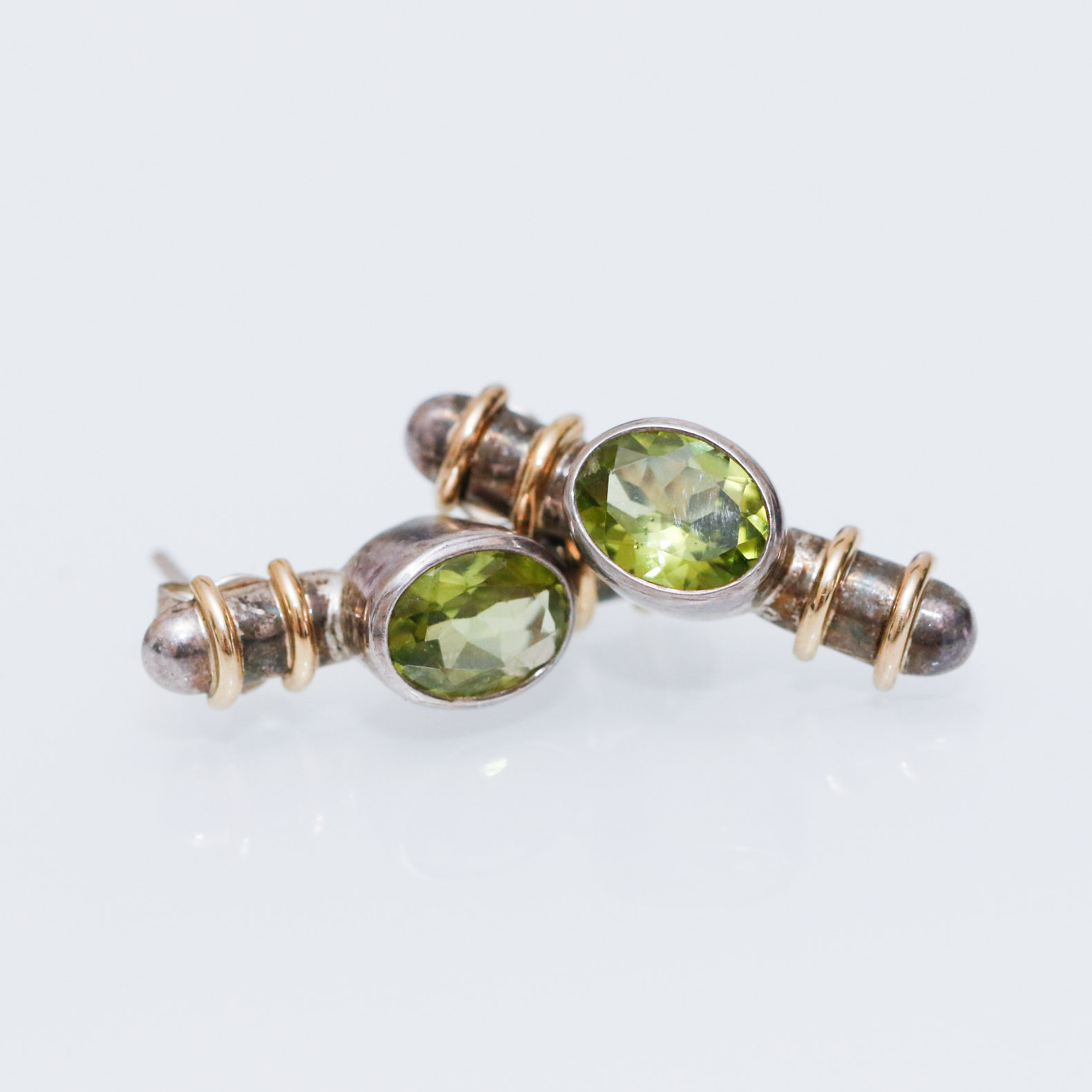 Sterling Silver Oval Peridot Earrings