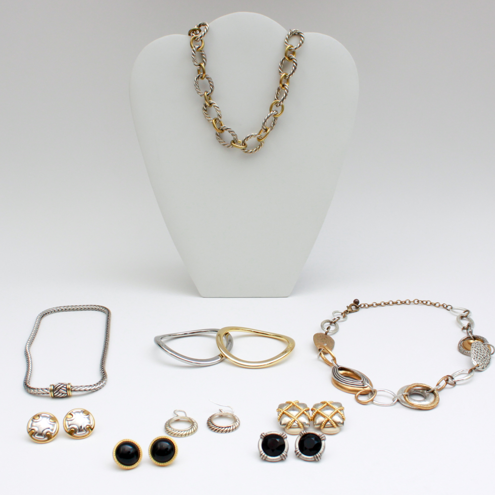 Silver with Gold Two Tone Costume Jewelry