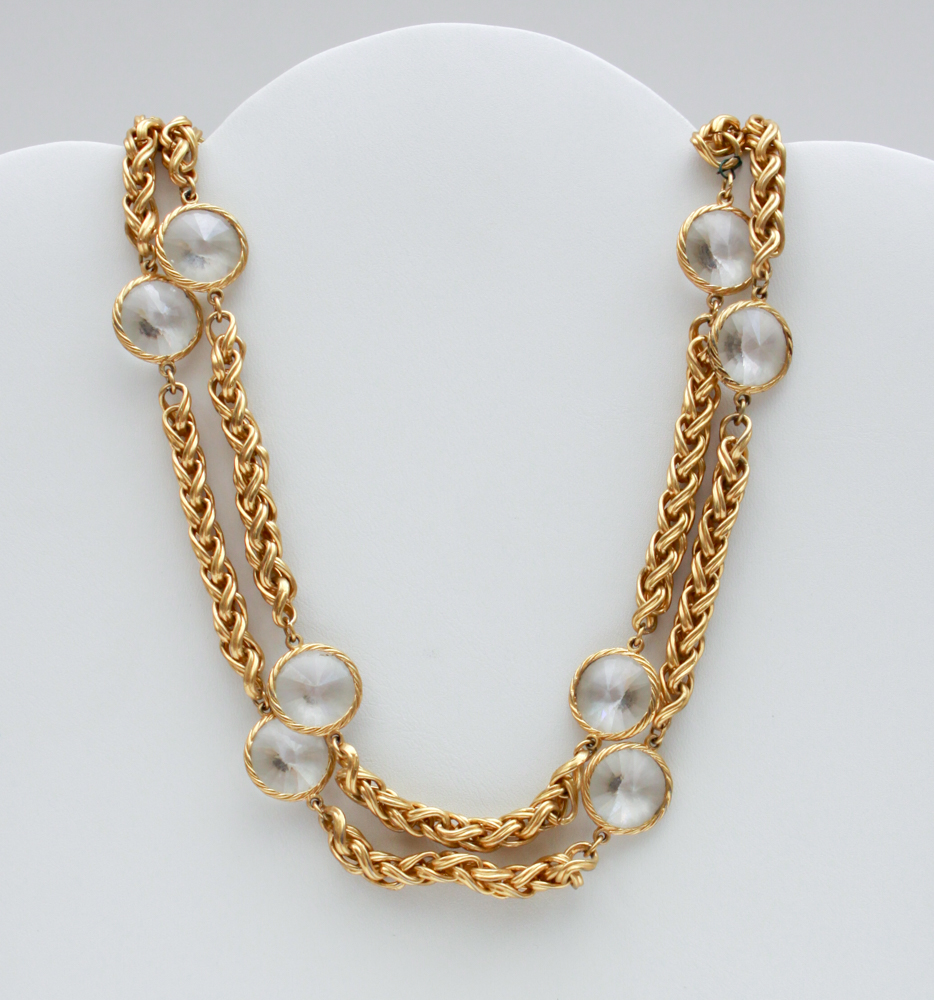 Glass Gem Gold Tone Costume Jewelry