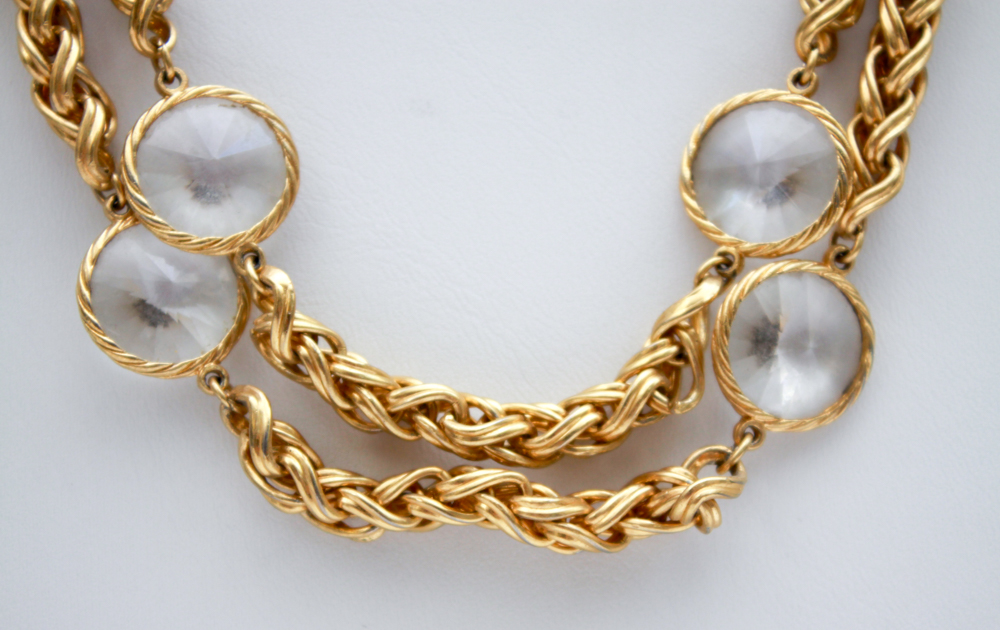 Glass Gem Gold Tone Costume Jewelry