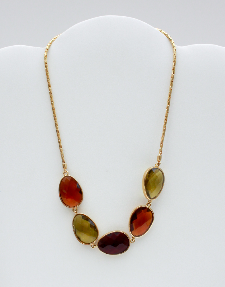 Glass Gem Gold Tone Costume Jewelry