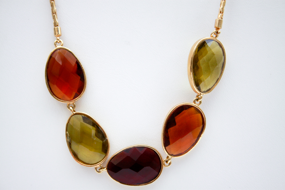 Glass Gem Gold Tone Costume Jewelry