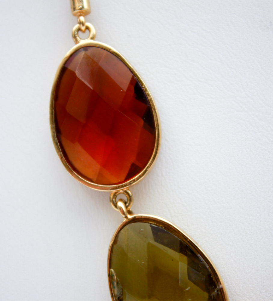 Glass Gem Gold Tone Costume Jewelry