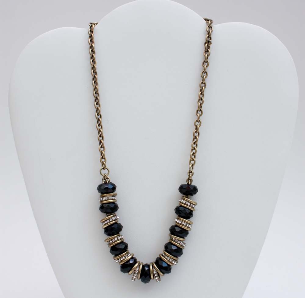 Collection of Black on Silver Tone Costume Jewelry