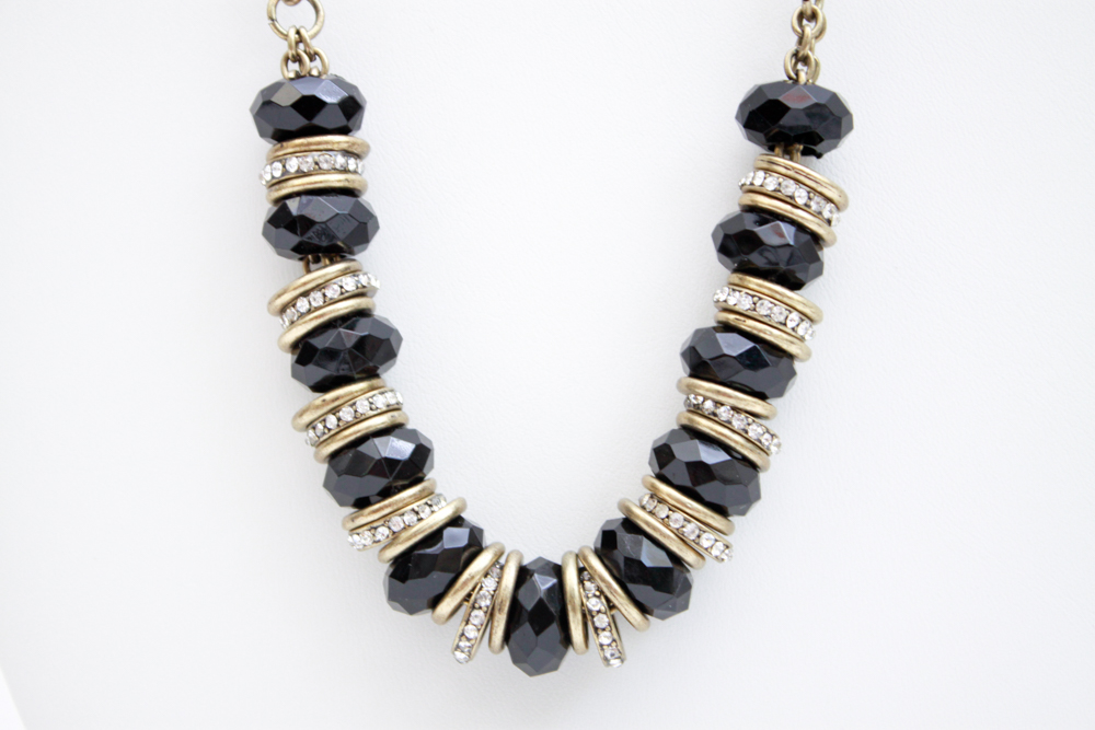 Collection of Black on Silver Tone Costume Jewelry